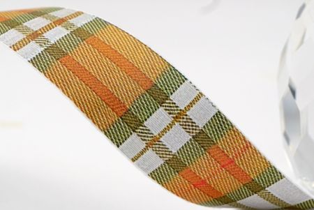 Elfenbein, Bernstein und Khaki Herbst Plaid-Ribbon_AI